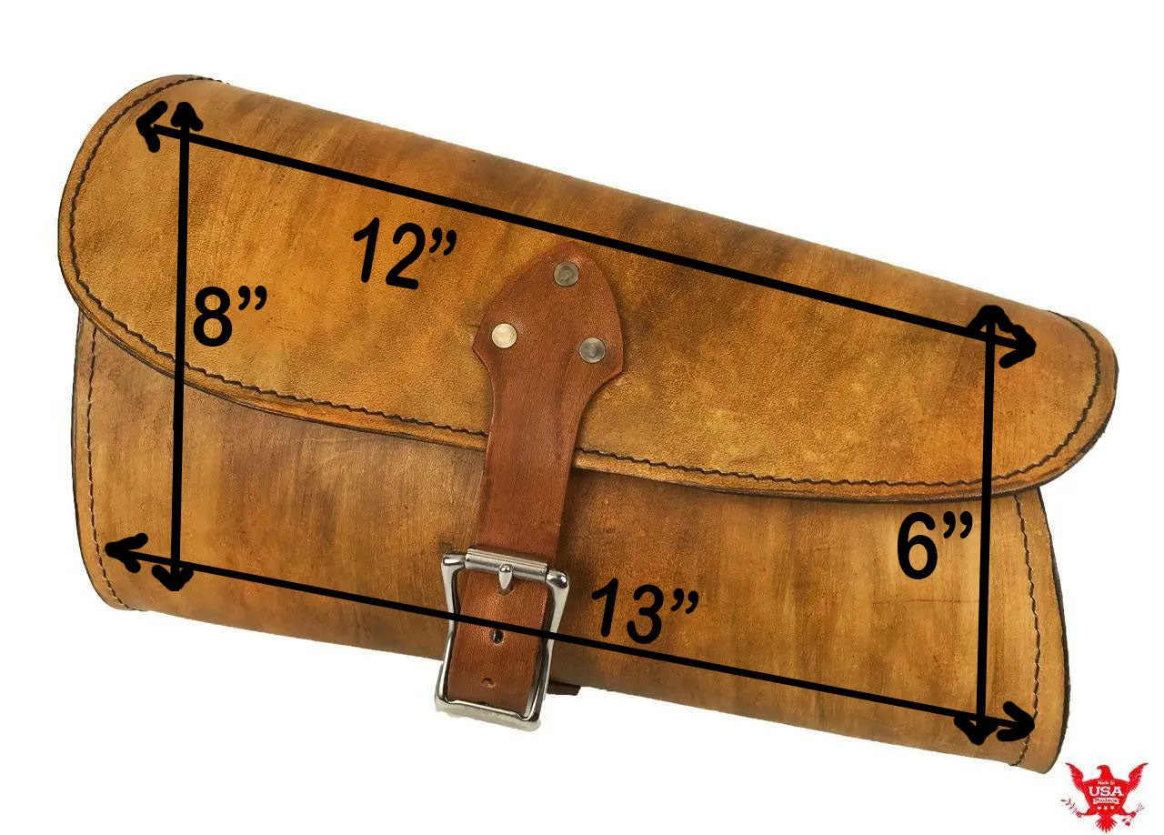 2015-2023 Indian Scout Bobber Swing Arm Saddle Bag  Desert Tan Leather Seat MRC
