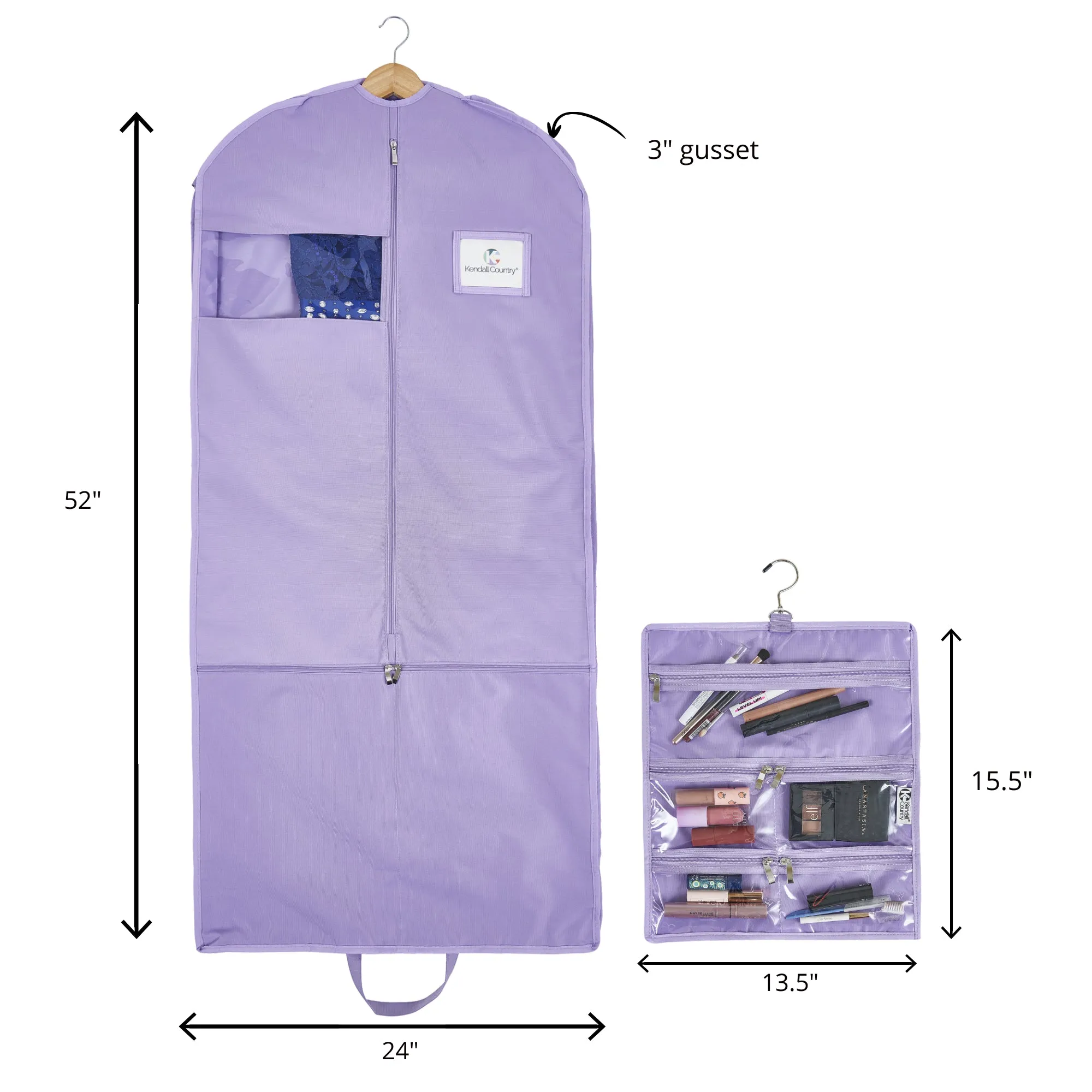 52" Waterproof Garment Bag with Accessory Bag - Lilac Purple