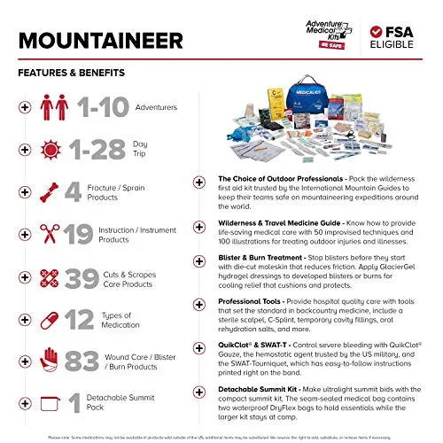 Adventure Medical Kits Mountain Series Mountaineer First Aid Kit - 218 Pieces