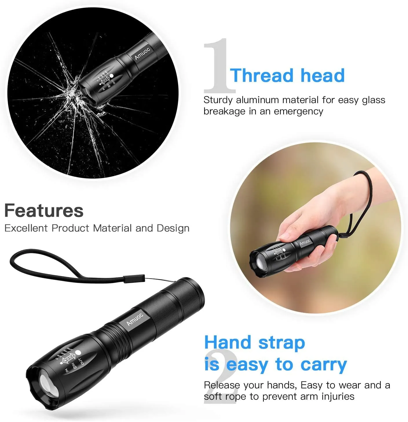 Amuoc LED 2000 Lumens Flashlights