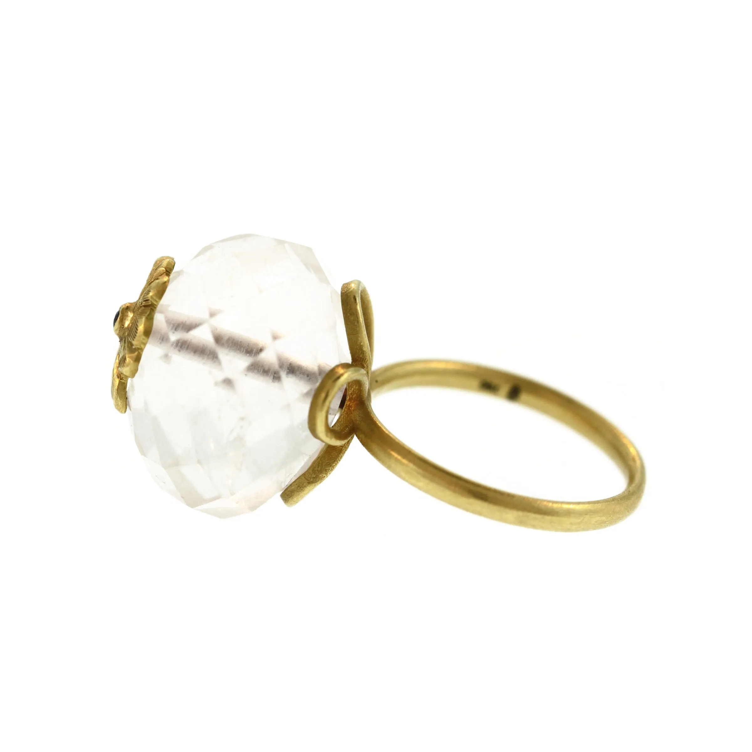 An Antique Quartz   Sapphire Flower Ring