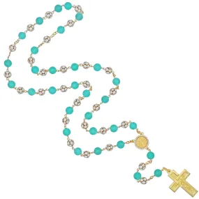 AVENTURINE AND STRASSBALL ROSARY - VERMEIL SILVER