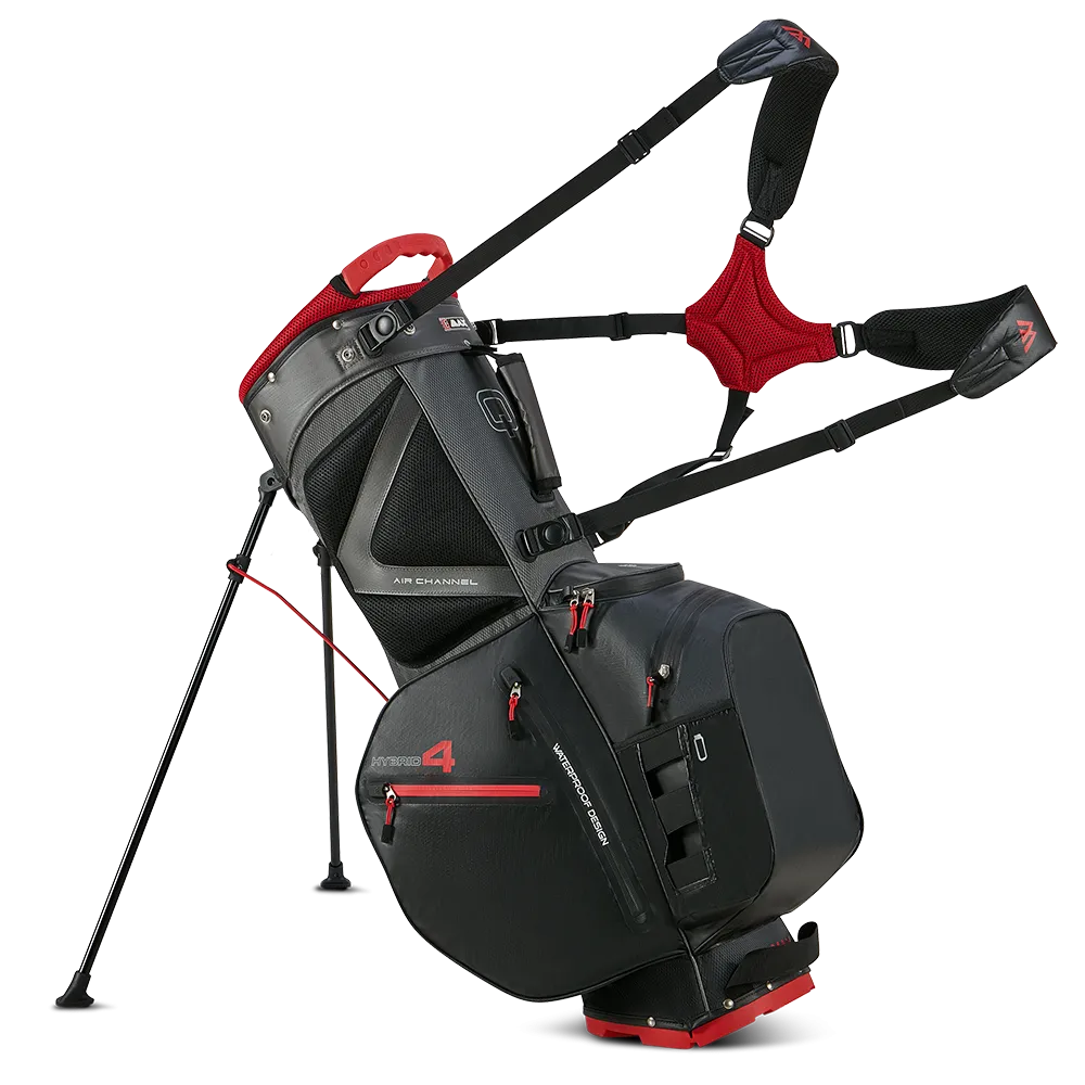 Big Max Aqua Hybrid 4 Waterproof Stand Bag - Black/Charcoal/Red