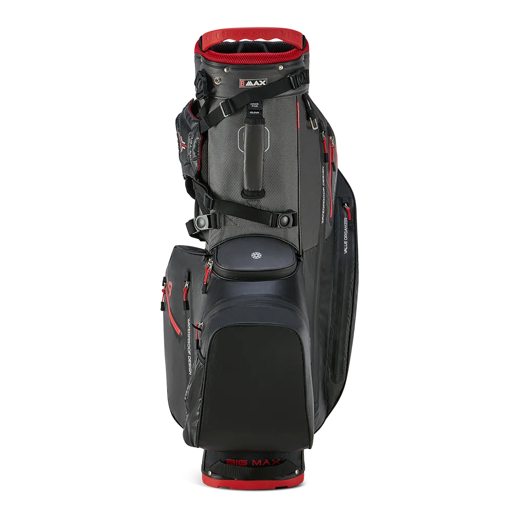 Big Max Aqua Hybrid 4 Waterproof Stand Bag - Black/Charcoal/Red