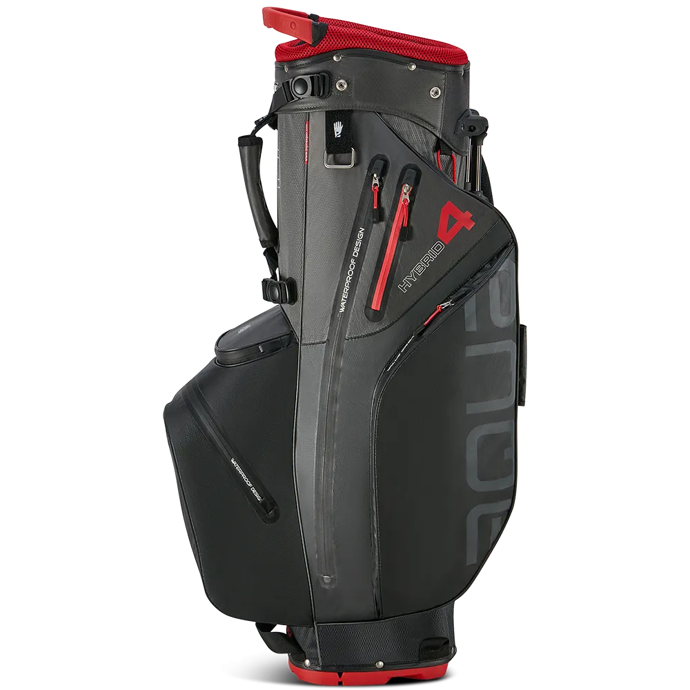 Big Max Aqua Hybrid 4 Waterproof Stand Bag - Black/Charcoal/Red