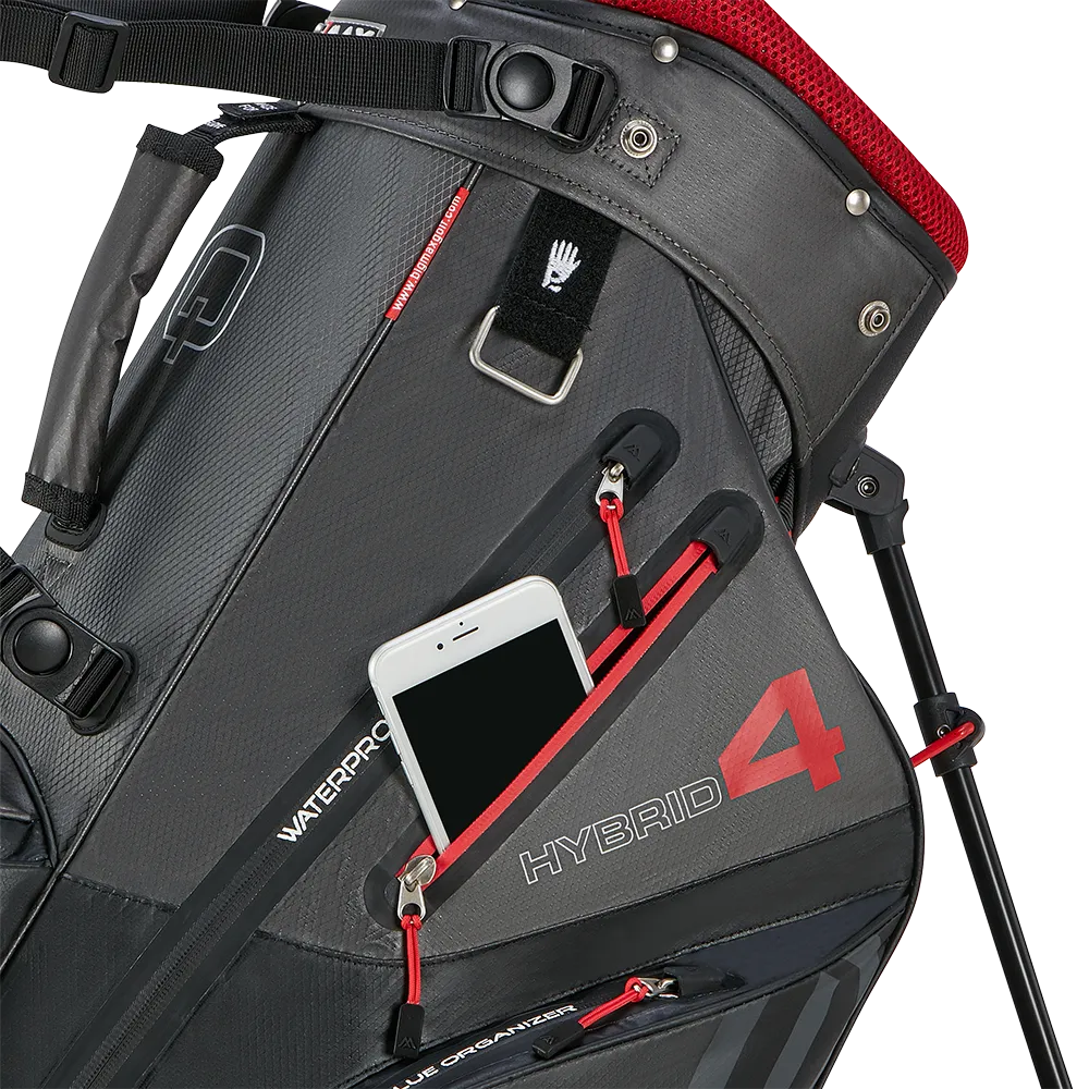 Big Max Aqua Hybrid 4 Waterproof Stand Bag - Black/Charcoal/Red