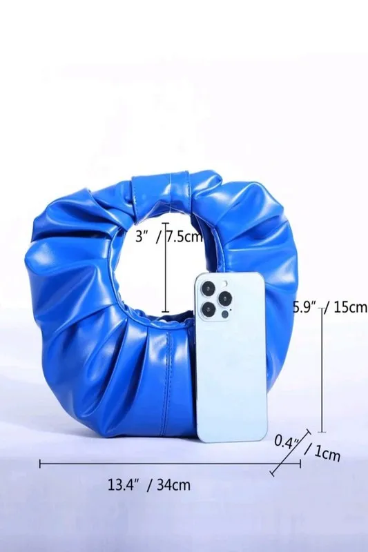 Blue Ruched Clutch Handbag