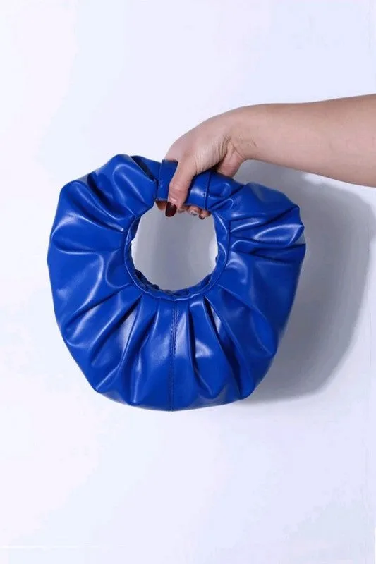 Blue Ruched Clutch Handbag
