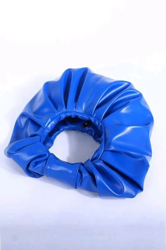 Blue Ruched Clutch Handbag