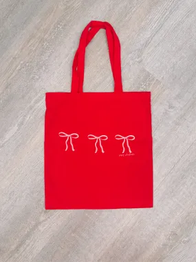 Blushing Bow Tote Bag | Red