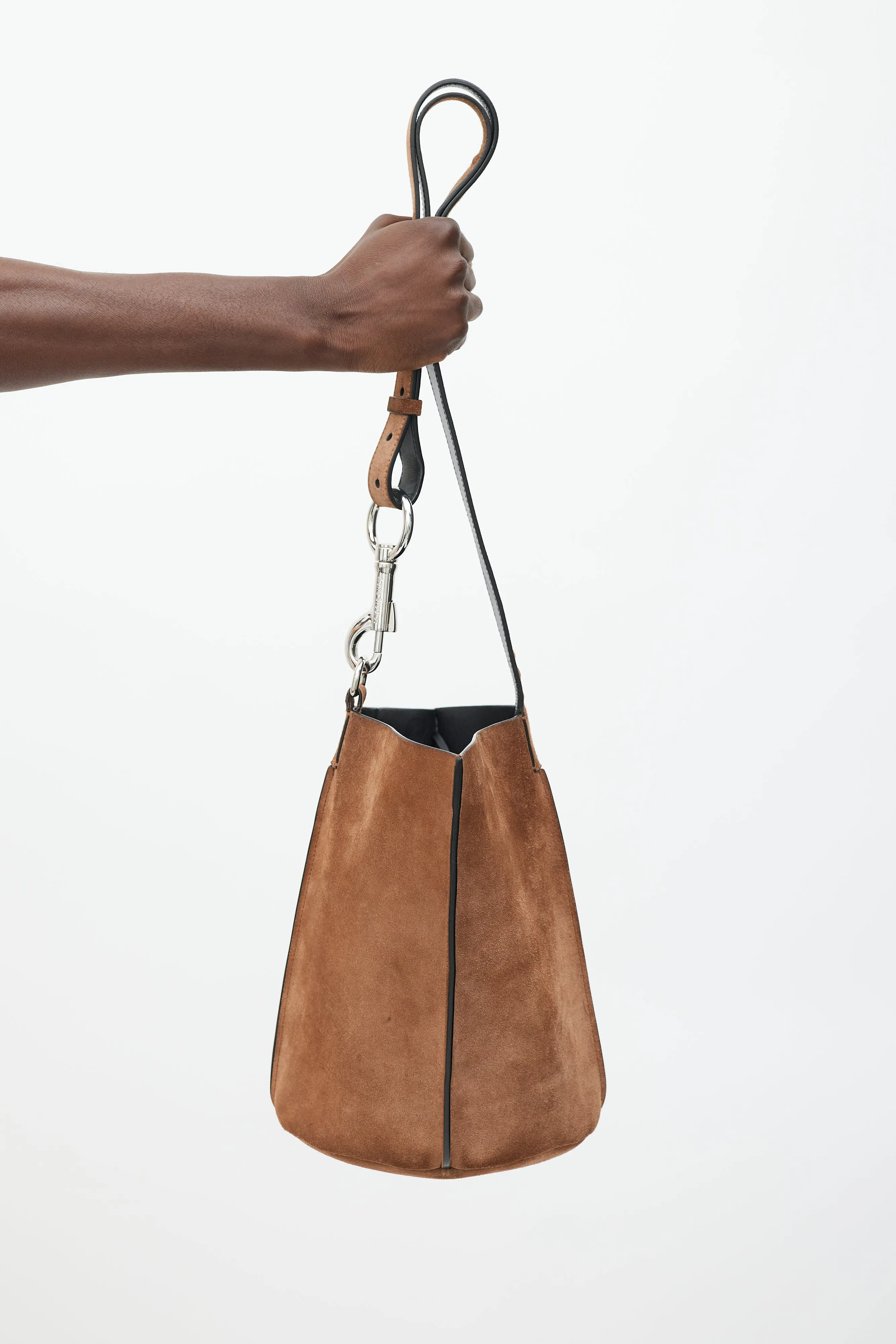 Brown Suede Market Bucket Bag