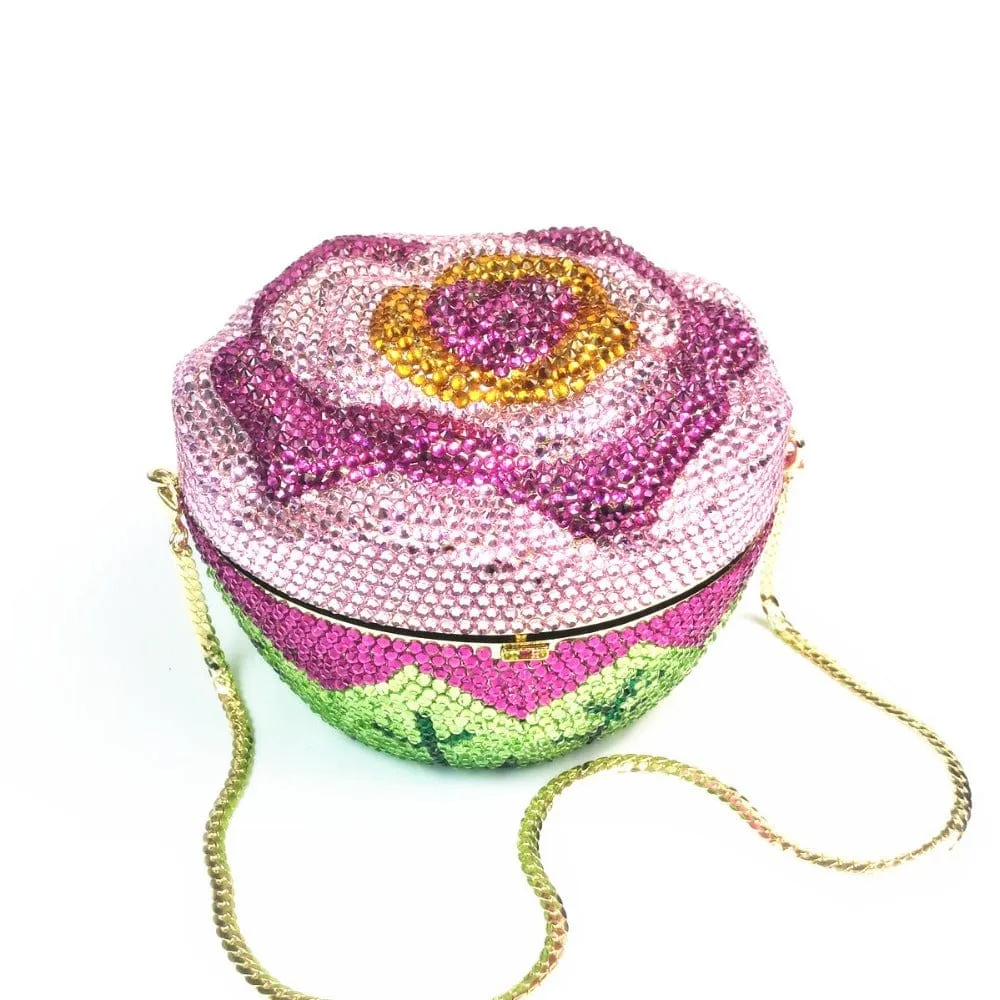 Cake Shape Colorful Crystals Clutch