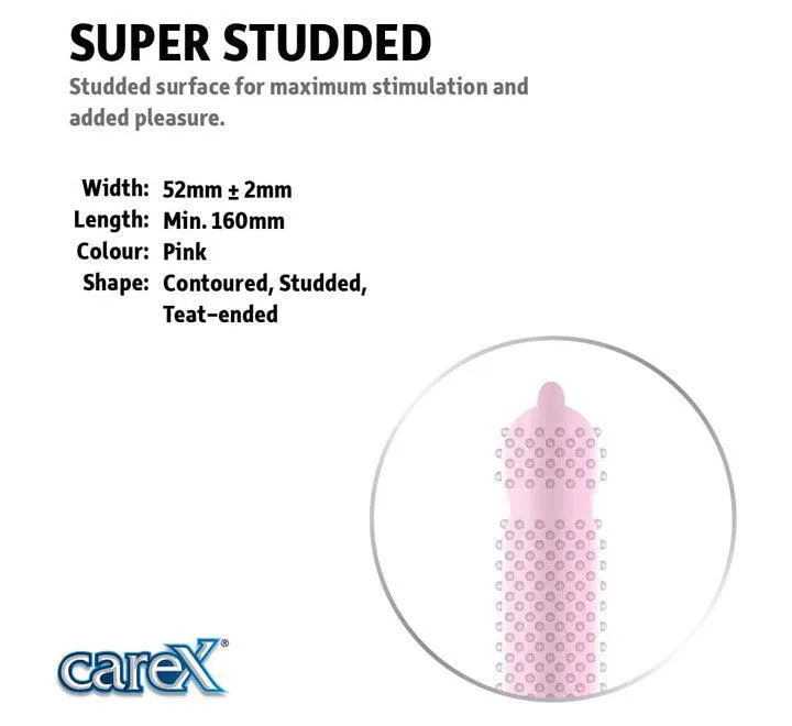 Carex Super Studded Condoms, Pink, Pack of 12