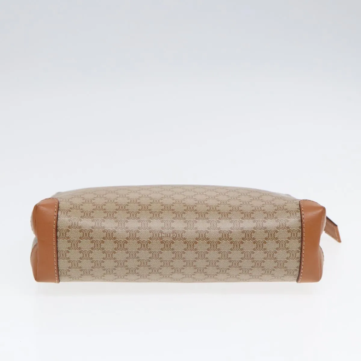 CELINE Macadam Canvas Clutch Bag Beige Gold Auth 88526