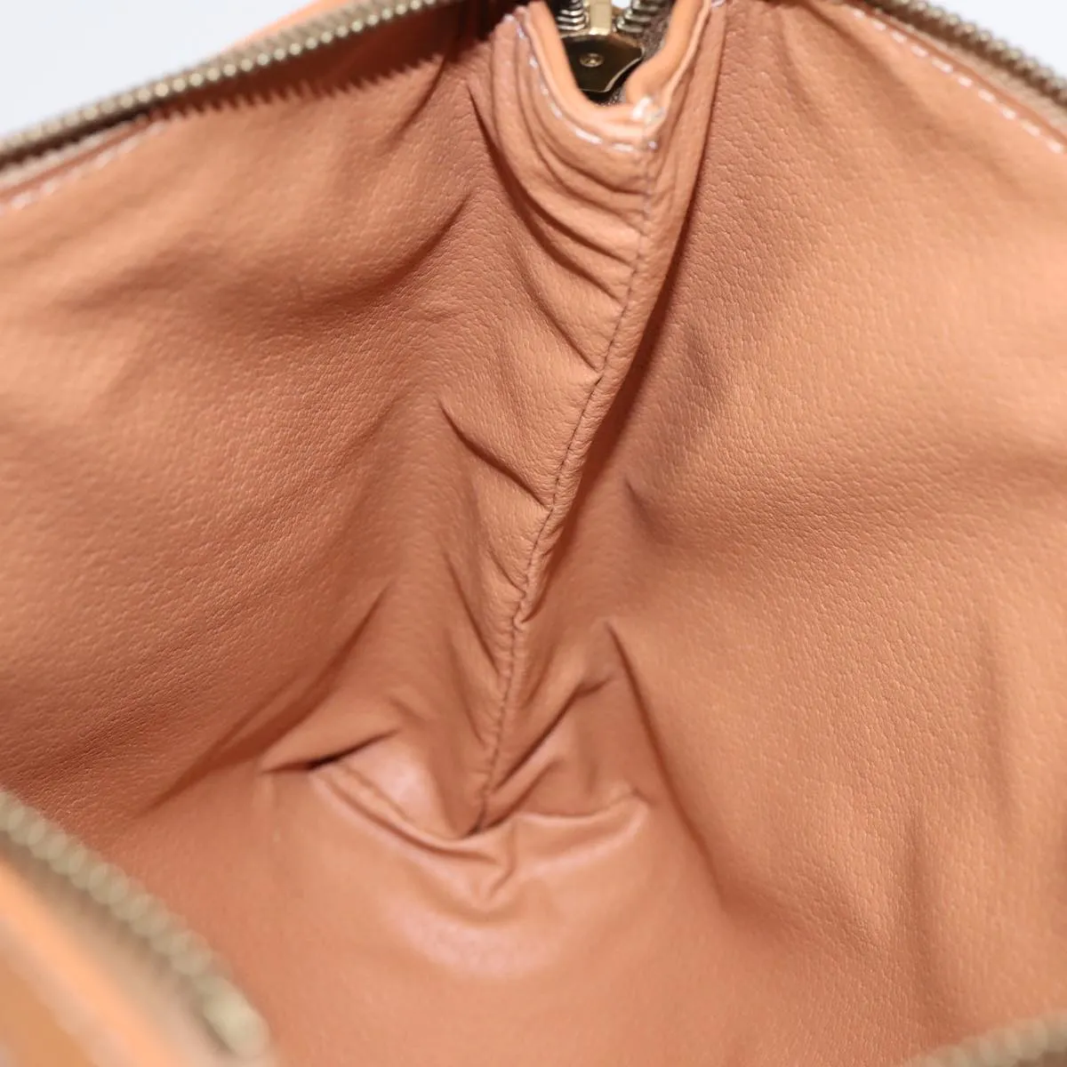 CELINE Macadam Canvas Clutch Bag Beige Gold Auth 88526