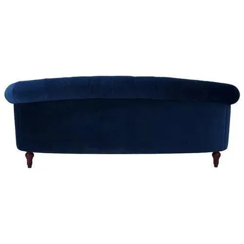 Chesterfield Graceful Velvet 3 Seater Rolled Arm Sofa (Walnut Legs)