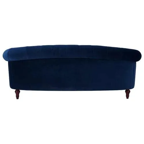 Chesterfield Graceful Velvet 3 Seater Rolled Arm Sofa (Walnut Legs)