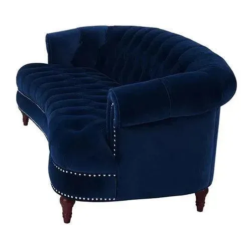 Chesterfield Graceful Velvet 3 Seater Rolled Arm Sofa (Walnut Legs)