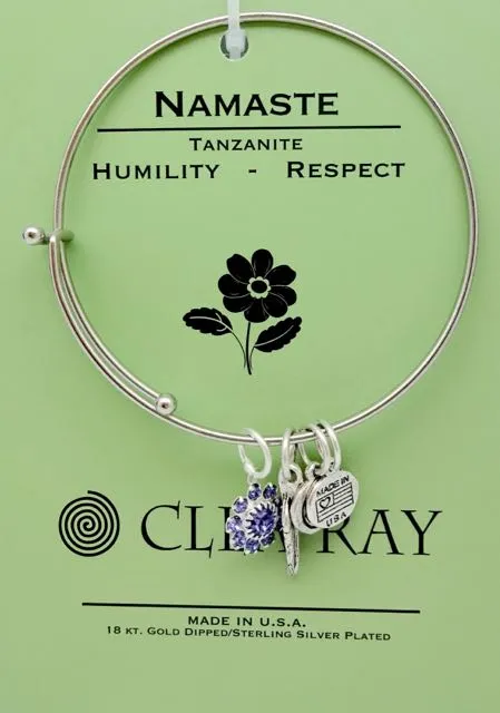 Clea Ray Silver Flower Affirmation Bangle Bracelets