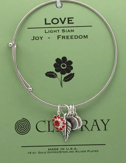 Clea Ray Silver Flower Affirmation Bangle Bracelets