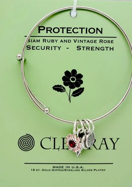 Clea Ray Silver Flower Affirmation Bangle Bracelets