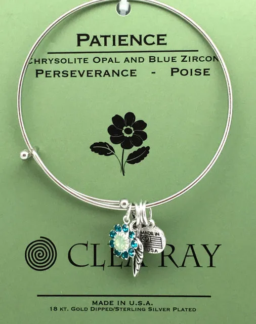 Clea Ray Silver Flower Affirmation Bangle Bracelets