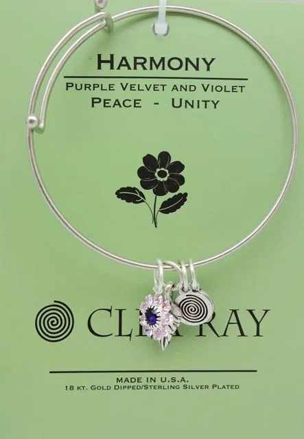 Clea Ray Silver Flower Affirmation Bangle Bracelets