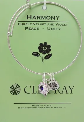 Clea Ray Silver Flower Affirmation Bangle Bracelets