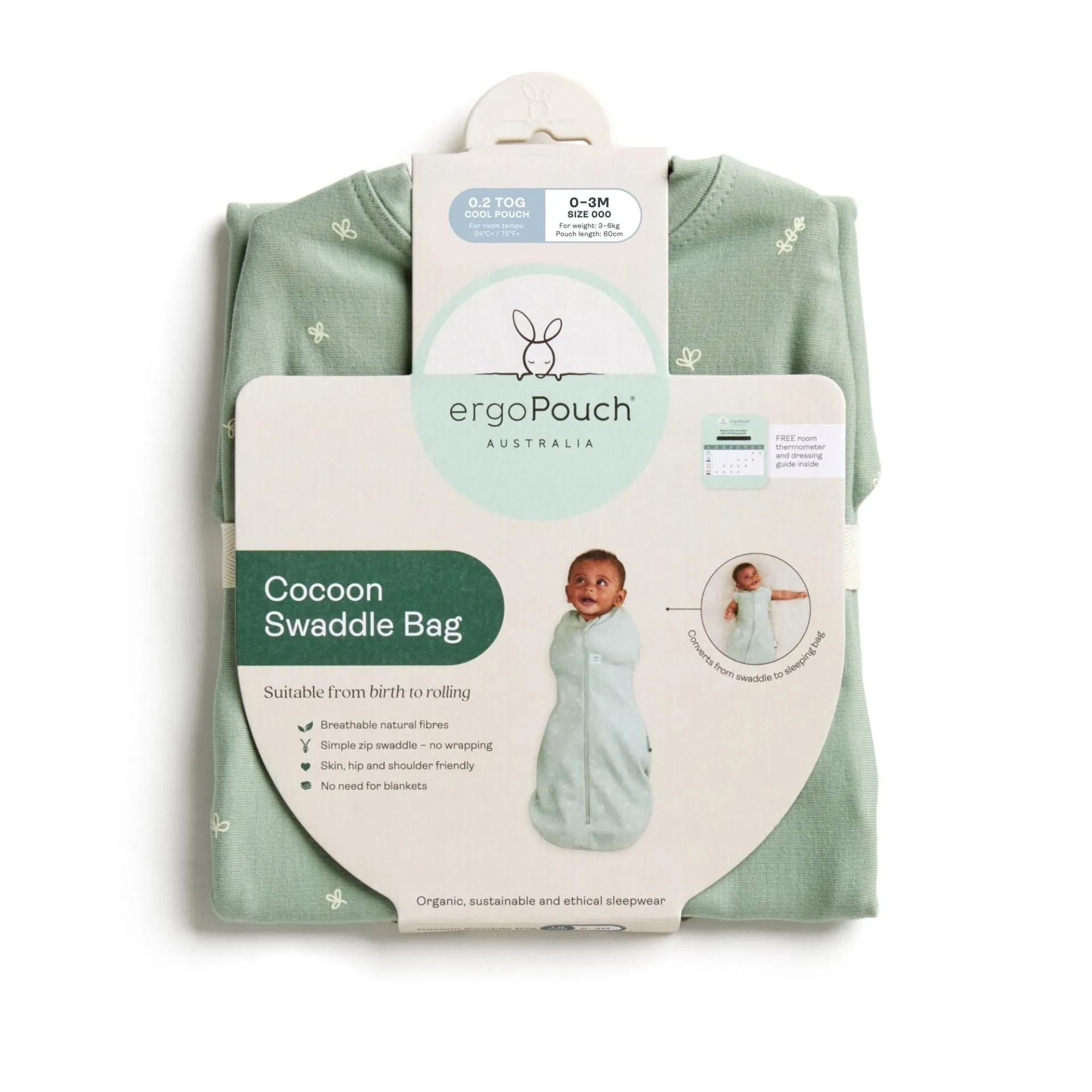 Cocoon Swaddle Bag 0.2 TOG Sage