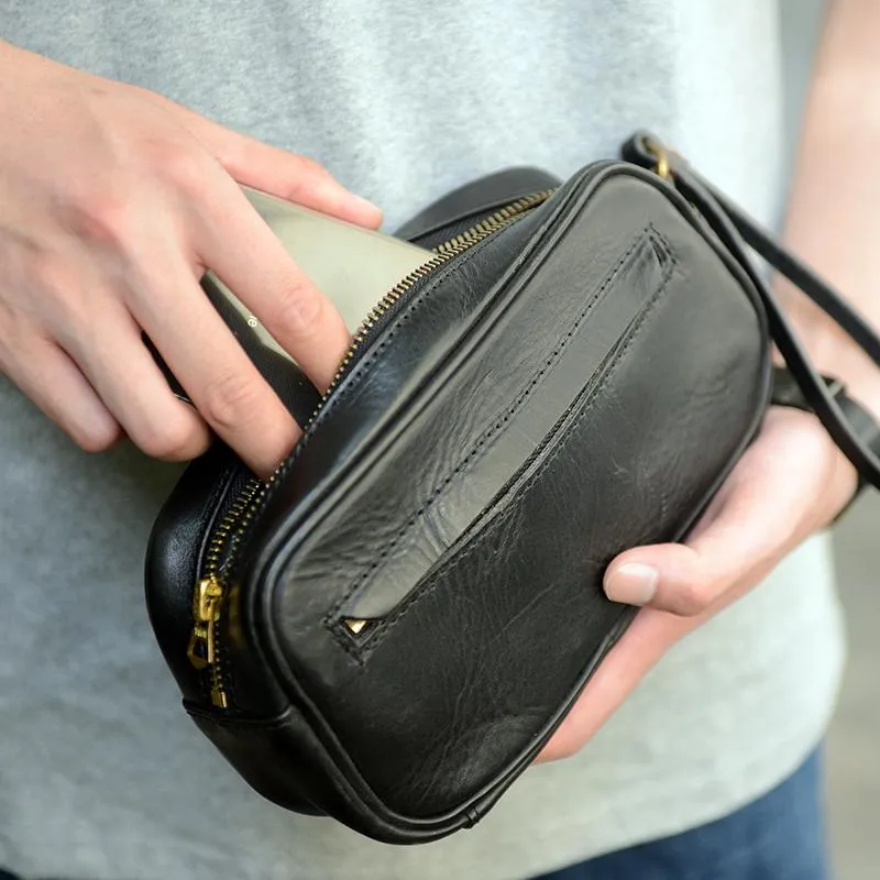 Coffee Cool Leather Mens Long Wallets Large Zipper Wallets Black Wristlet Clutch Vintage Clutch Purse For Men
