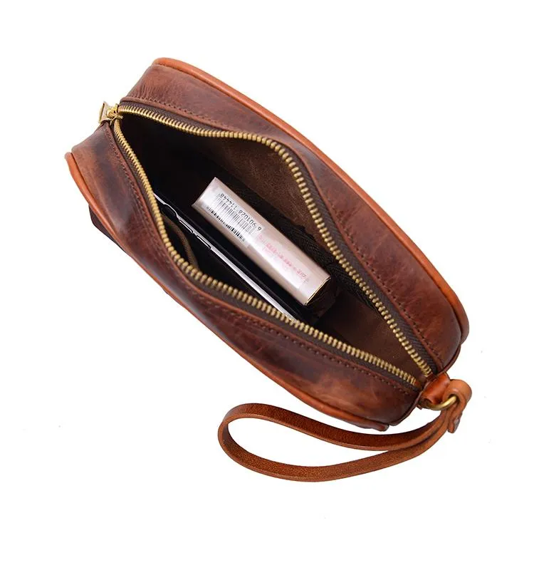 Coffee Cool Leather Mens Long Wallets Large Zipper Wallets Black Wristlet Clutch Vintage Clutch Purse For Men