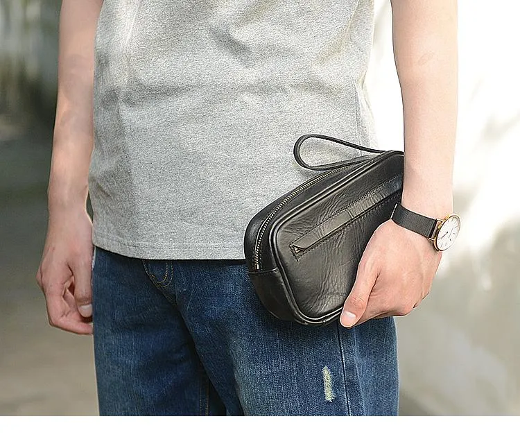 Coffee Cool Leather Mens Long Wallets Large Zipper Wallets Black Wristlet Clutch Vintage Clutch Purse For Men