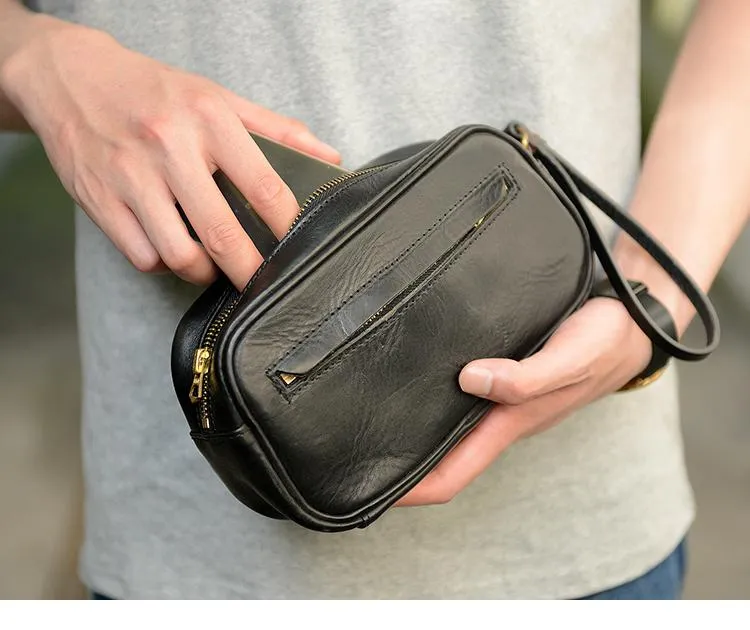 Coffee Cool Leather Mens Long Wallets Large Zipper Wallets Black Wristlet Clutch Vintage Clutch Purse For Men