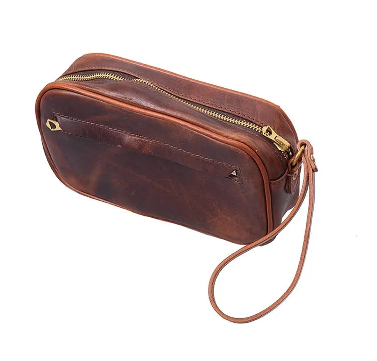 Coffee Cool Leather Mens Long Wallets Large Zipper Wallets Black Wristlet Clutch Vintage Clutch Purse For Men