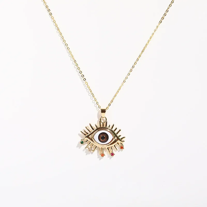 Cubic Zirconium Evil Eye Charm Necklace