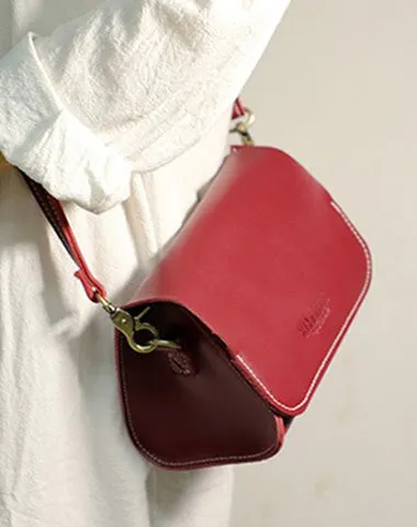 Cute Brown LEATHER Small Side Bag Handmade WOMEN Crossbody BAG Phone Purse FOR WOMEN