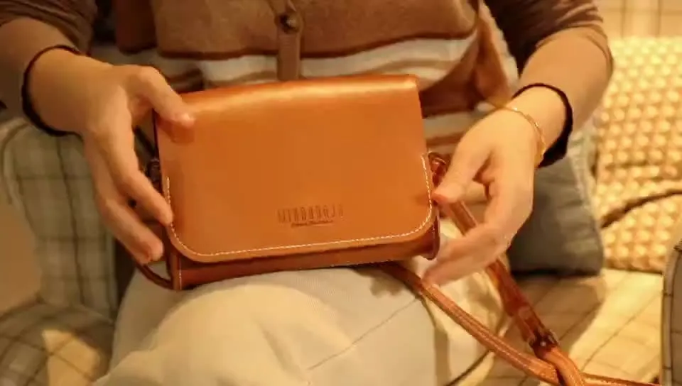 Cute Brown LEATHER Small Side Bag Handmade WOMEN Crossbody BAG Phone Purse FOR WOMEN