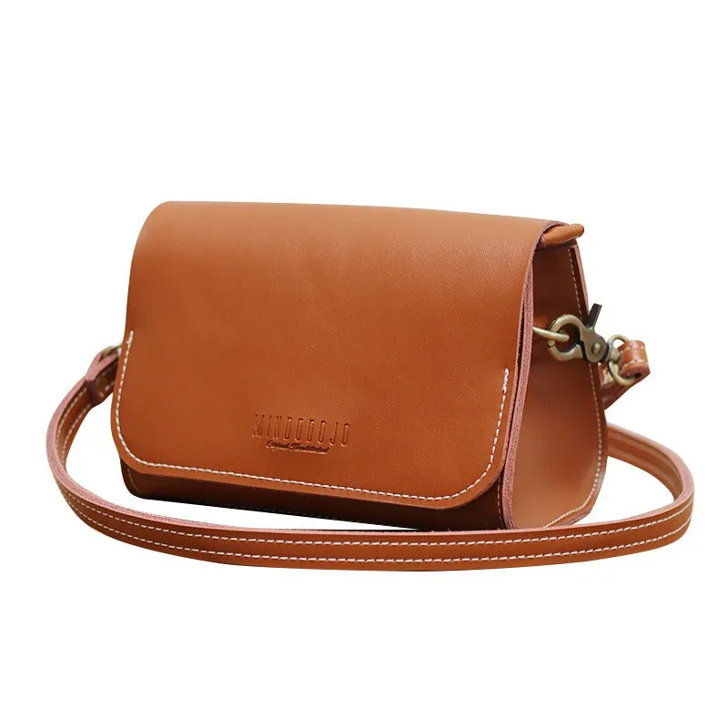 Cute Brown LEATHER Small Side Bag Handmade WOMEN Crossbody BAG Phone Purse FOR WOMEN