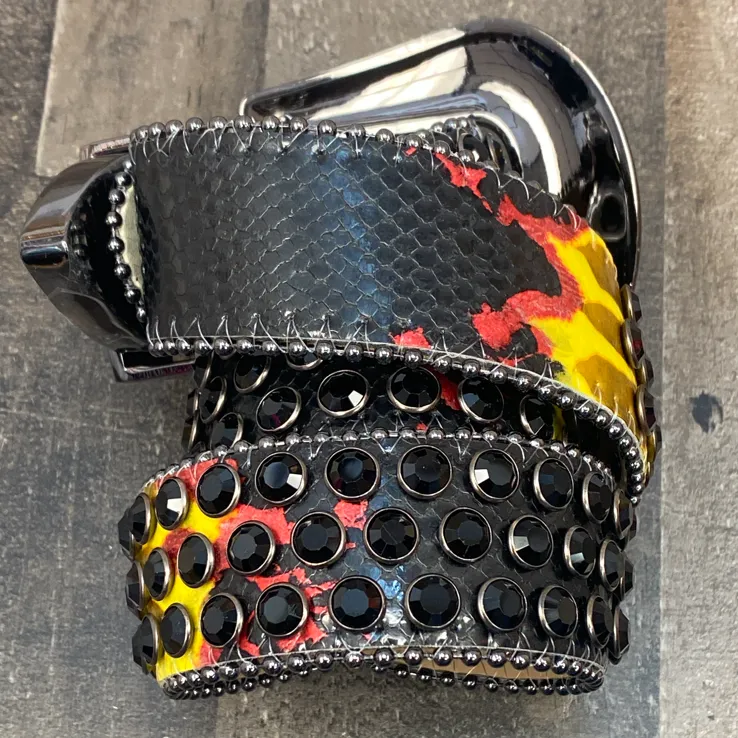 Dna Premium Wear- studded belt (yellow/pink)