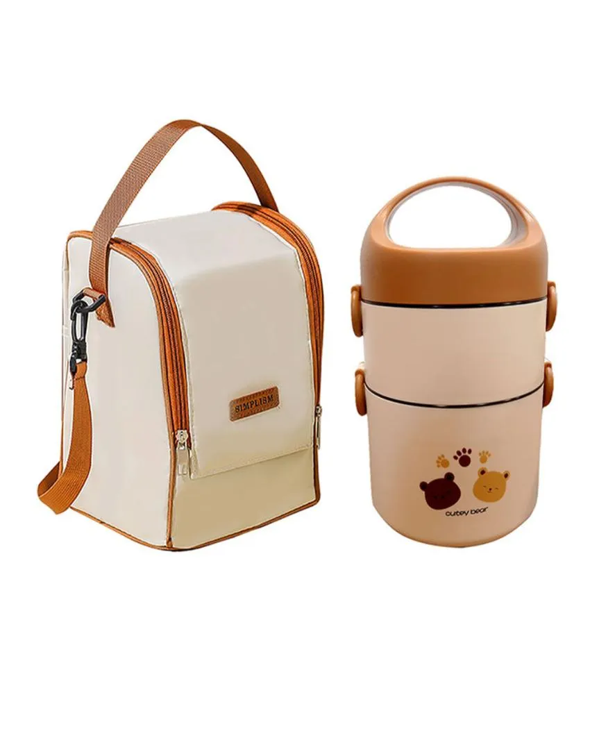 Durable Stainless Steel Vertical Kids Lunch Box with Insulated Bag