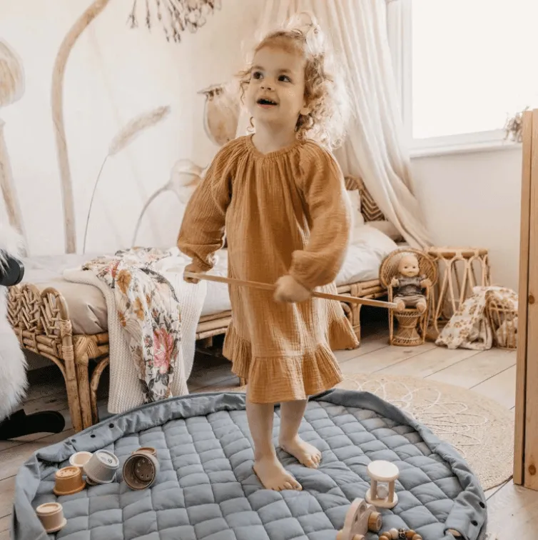 Dusty Blue · Organic 3-in-1 Play Mat