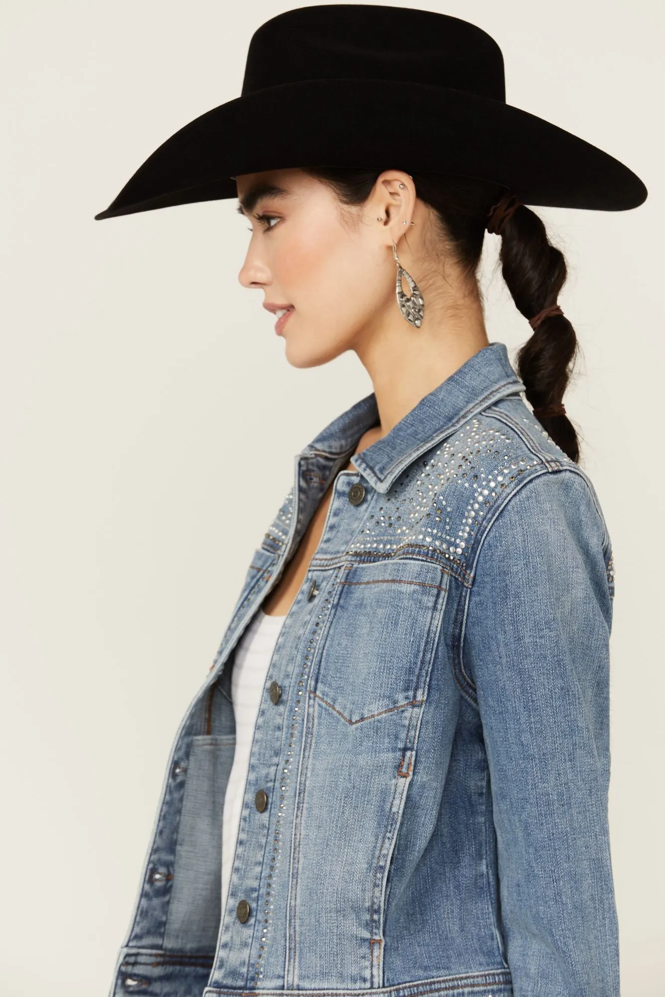 Embellished Denim Trucker Jacket
