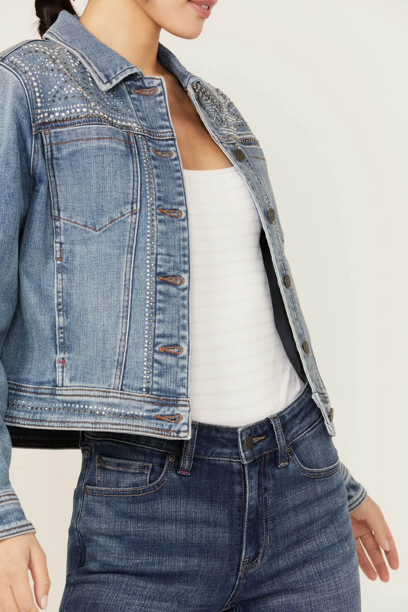 Embellished Denim Trucker Jacket