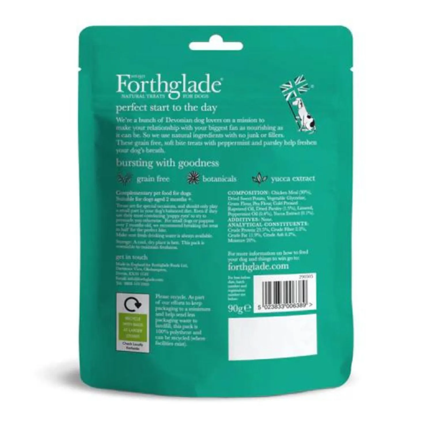 Forthglade Functional Natural Fresh Breath Soft Bite Dental Dog Treat 90g