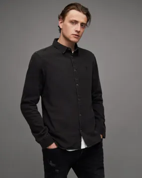 Gleason Press Ramskull AllSaints Studded Denim Shirt, Washed Black