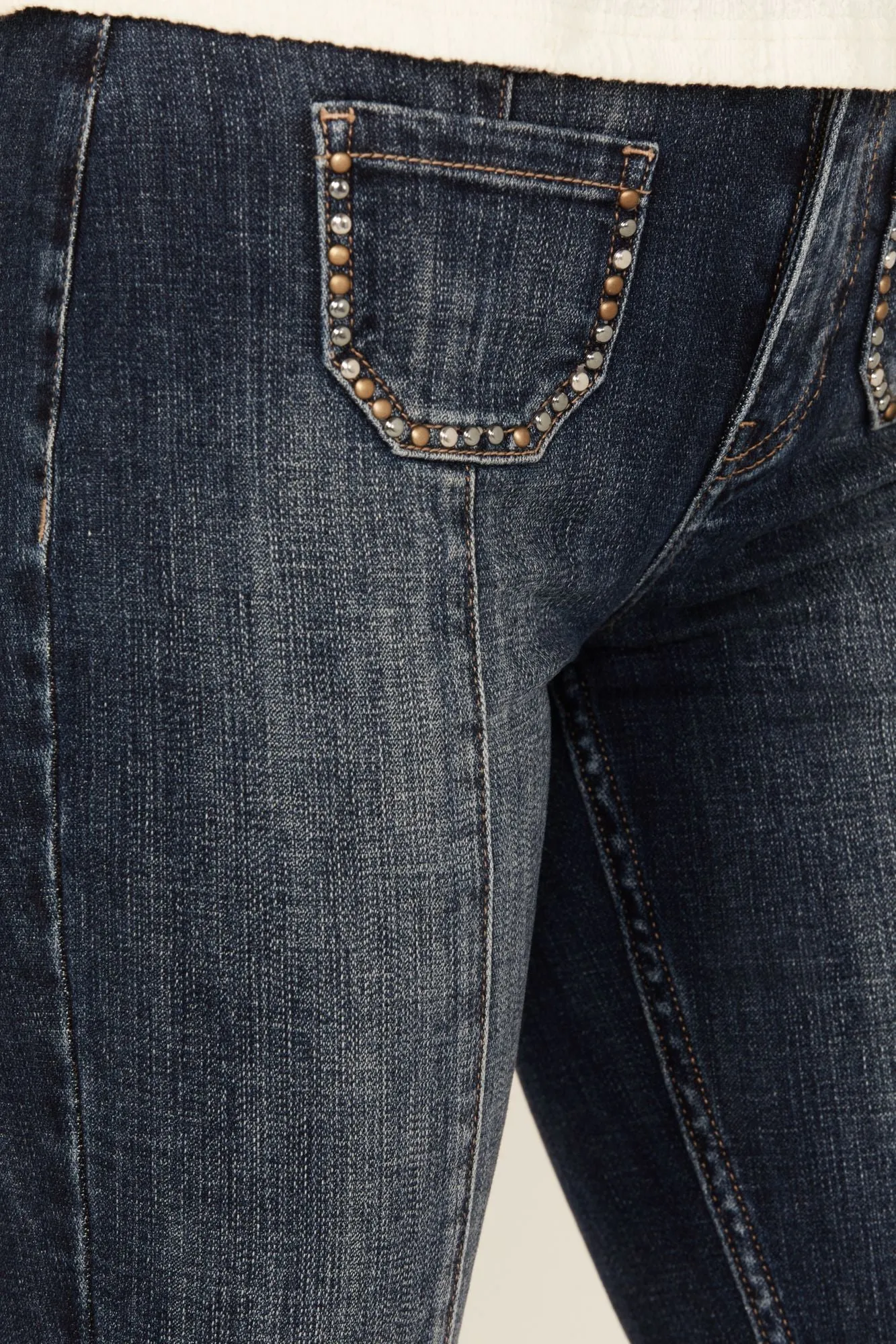 Hadley Dark Wash High Rise Embellished Flare Stretch Denim Jeans