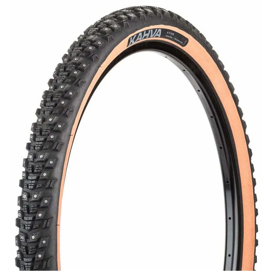 Kahva Bike Tire - 27.5 x 2.1, Tubeless, Tan, 60tpi, 240 Concave Carbide Studs