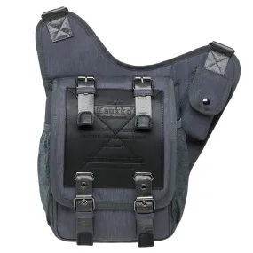 KAUKKO Mens Vintage Canvas Shoulder Messenger Bag Chest Leather Patchwork Messenger Bag FH03-1 ( Grey )