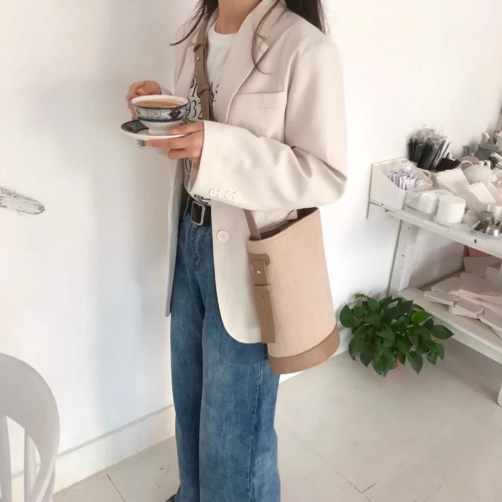 [Korean Style] Fay Canvas Shoulder Bucket Bag
