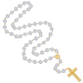 LARGE PEARL BEADS ROSARY - VERMEIL SILVER